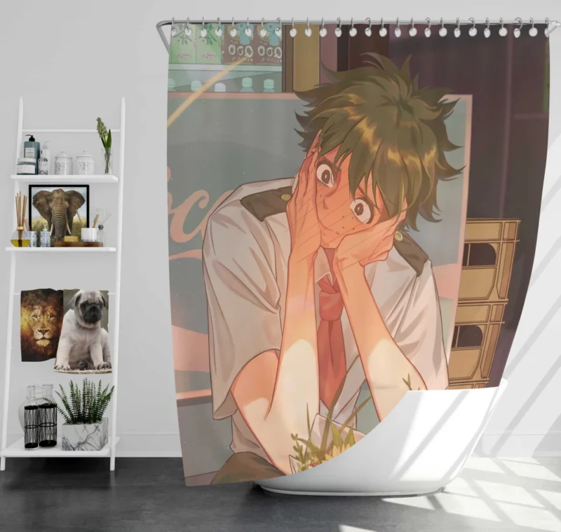 Izuku Midoriya Strive for Heroism Anime Shower Curtain