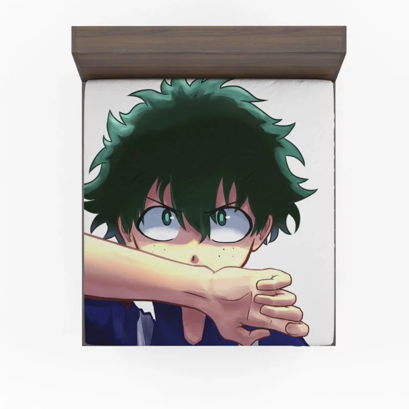 Izuku Midoriya Unleashing Hidden Power Anime Fitted Sheet