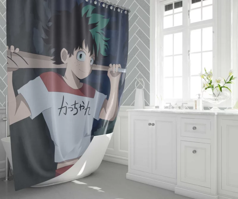 Izuku Midoriya Unyielding Hero Anime Shower Curtain 1