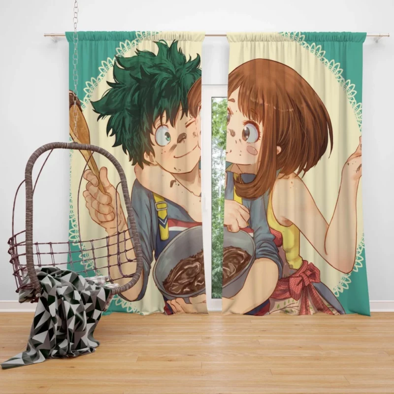 Izuku Midoriya and Ochaco Uraraka Teamwork Anime Curtain