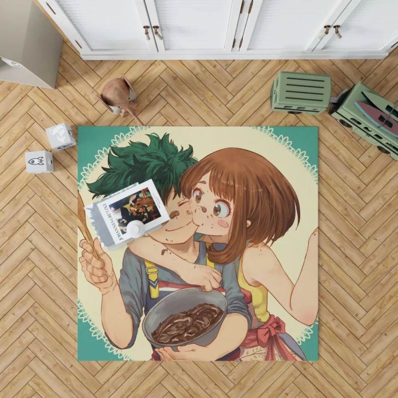 Izuku Midoriya and Ochaco Uraraka Teamwork Anime Rug