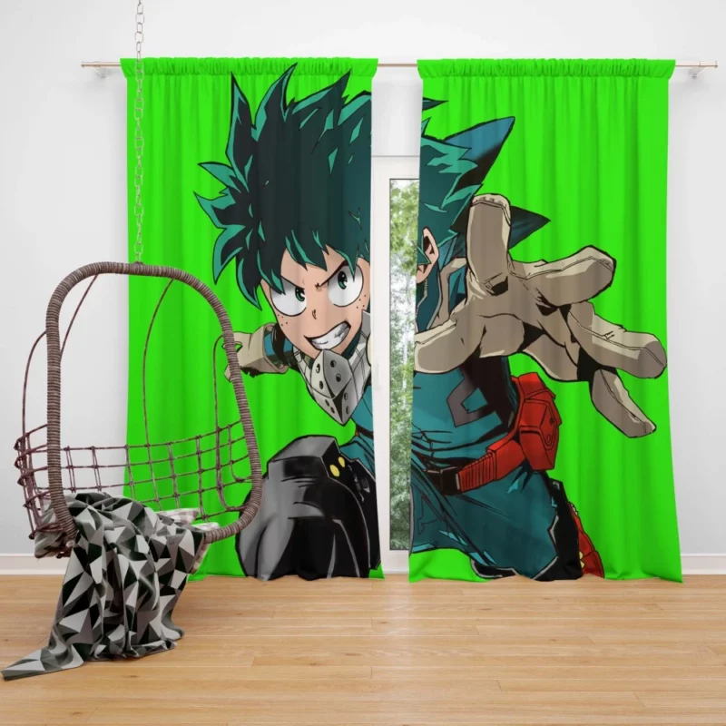 Izuku Natsu and Happy Energetic Trio Anime Curtain