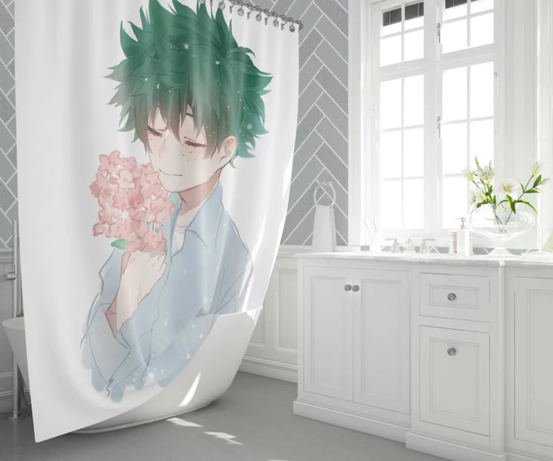 Izuku and Bakugou Rivalry Unleashed Anime Shower Curtain 1