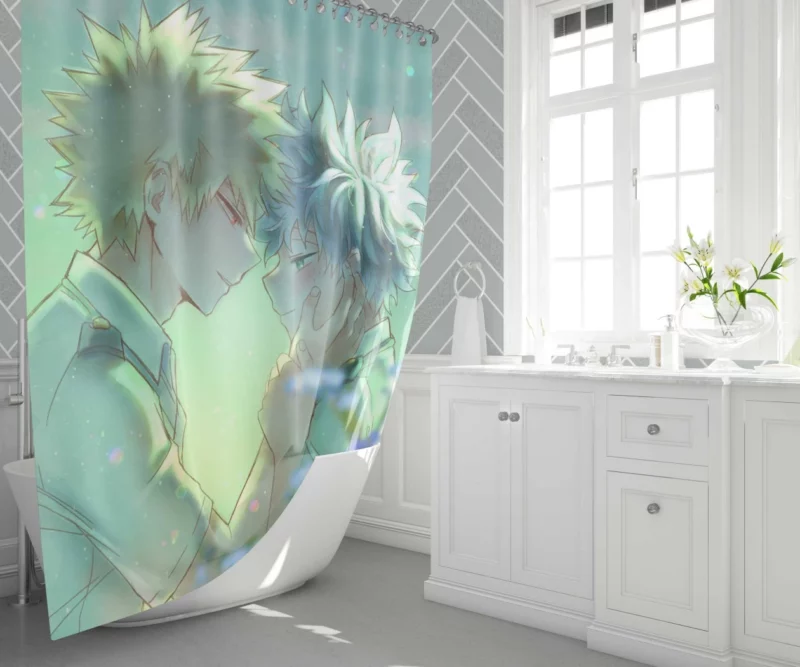 Izuku and Katsuki Explosive Rivalry Anime Shower Curtain 1