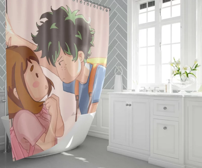 Izuku and Ochaco True Friendship Anime Shower Curtain 1