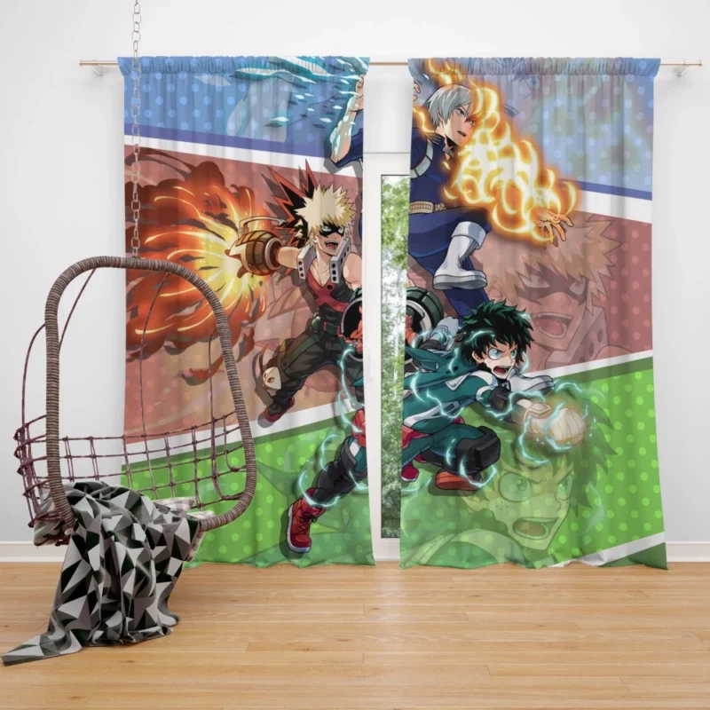 Izuku and Shoto Uniting Strengths Anime Curtain