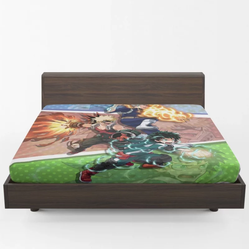 Izuku and Shoto Uniting Strengths Anime Fitted Sheet 1