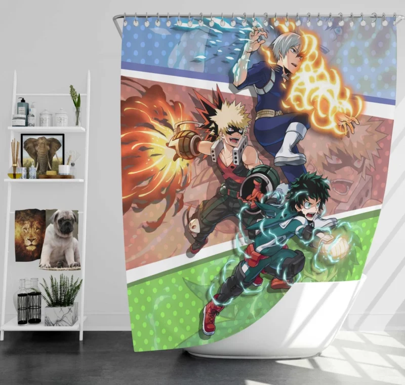 Izuku and Shoto Uniting Strengths Anime Shower Curtain