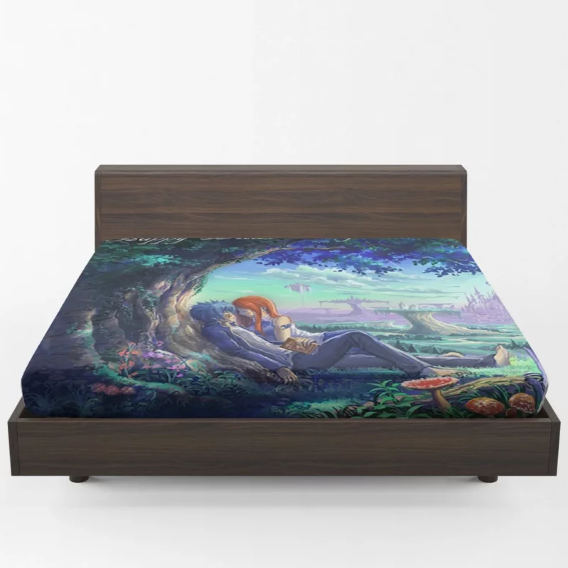 Jellal Erza and Fairy Tail Bonds Anime Fitted Sheet 1