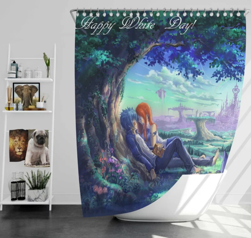 Jellal Erza and Fairy Tail Bonds Anime Shower Curtain