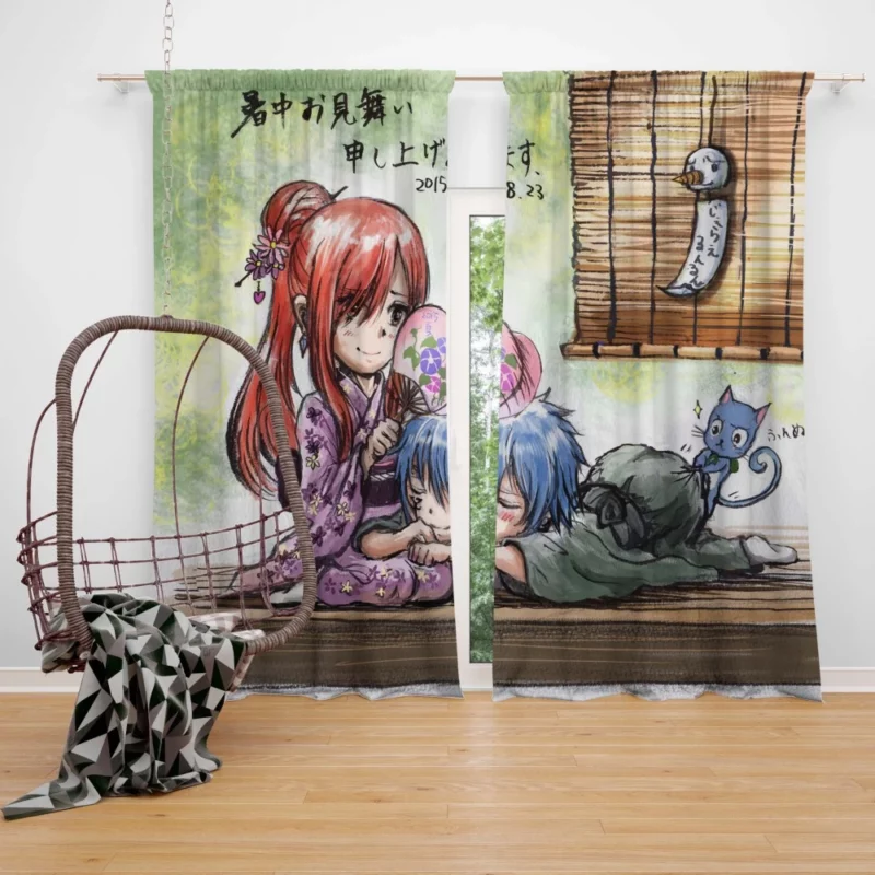 Jellal and Erza A Fairytale Anime Curtain