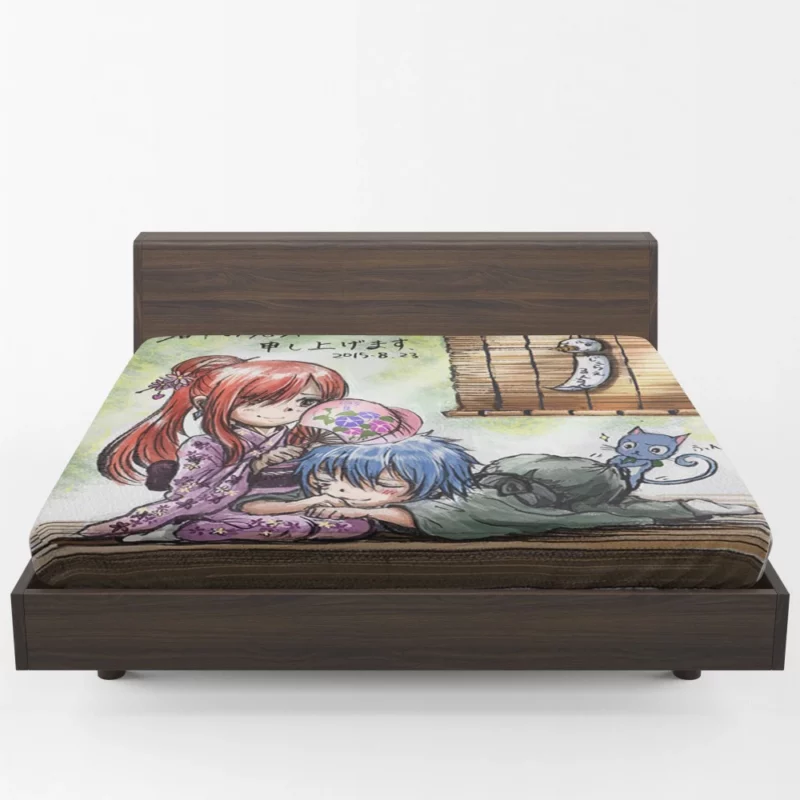 Jellal and Erza A Fairytale Anime Fitted Sheet 1