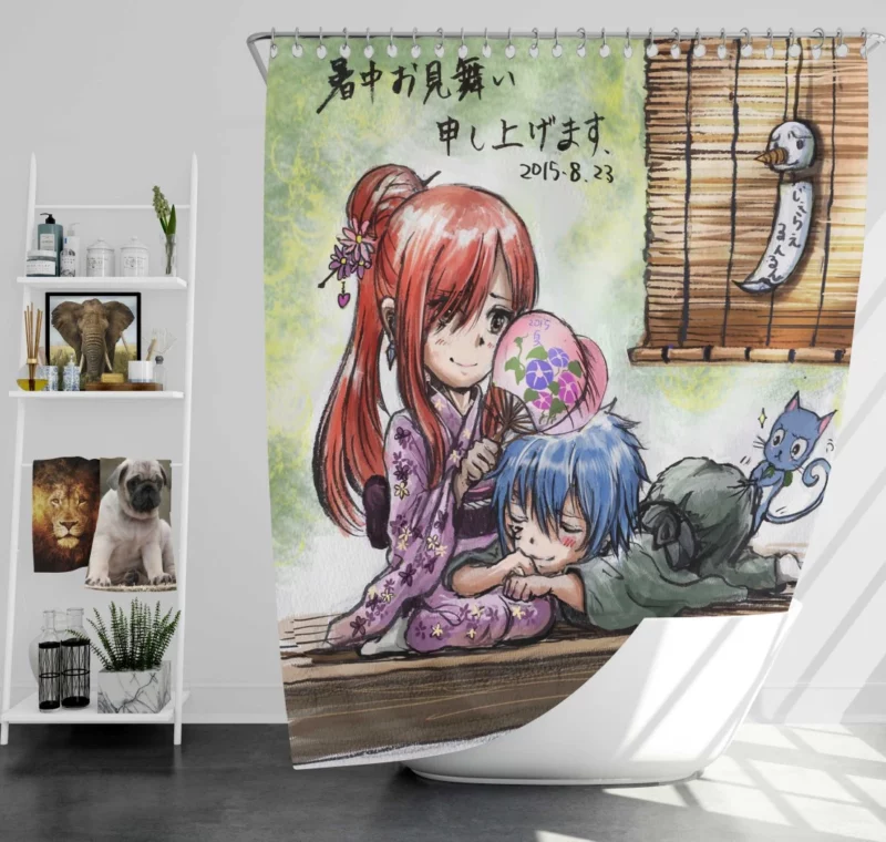 Jellal and Erza A Fairytale Anime Shower Curtain