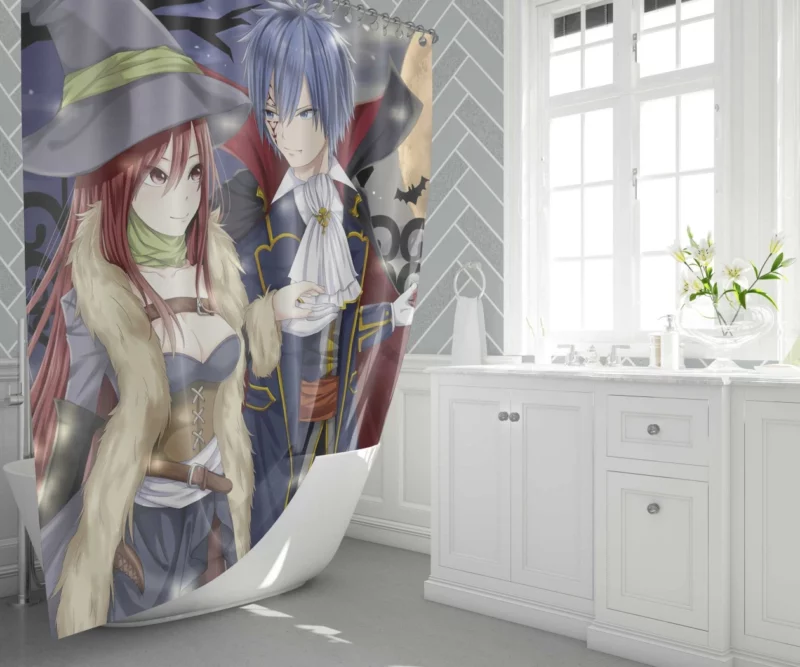 Jellal and Erza Halloween Charms Anime Shower Curtain 1