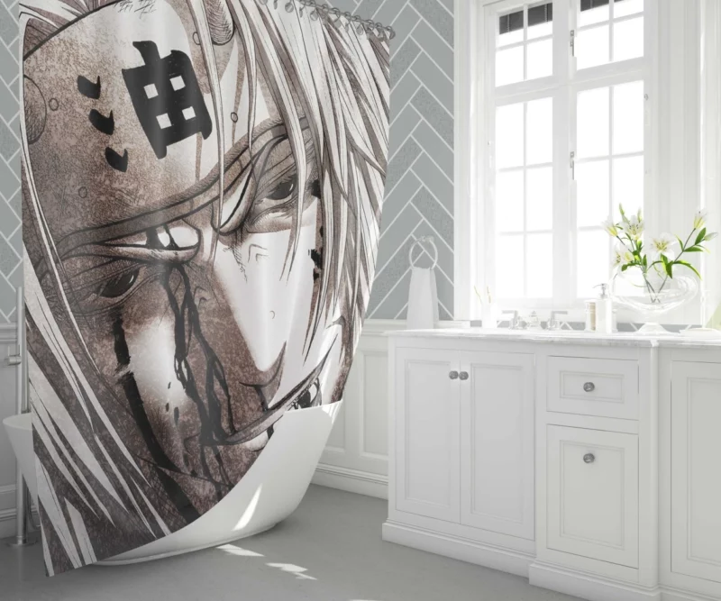 Jiraiya Legacy White-Haired Wound Anime Shower Curtain 1