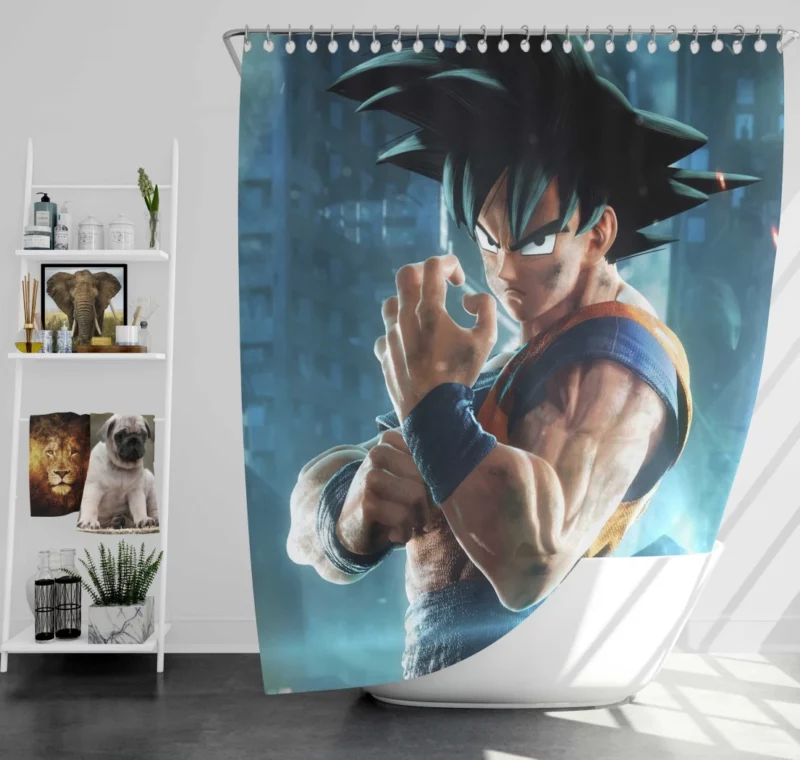 Joining the Fight Goku in Jump Force Anime Shower Curtain