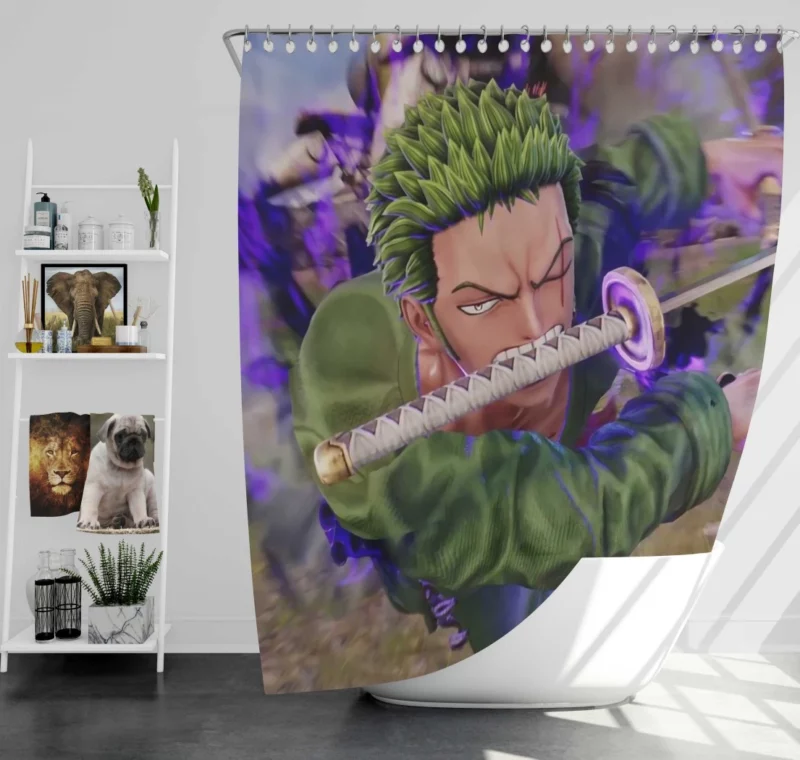 Jump Force Chronicles Zoro Might Anime Shower Curtain