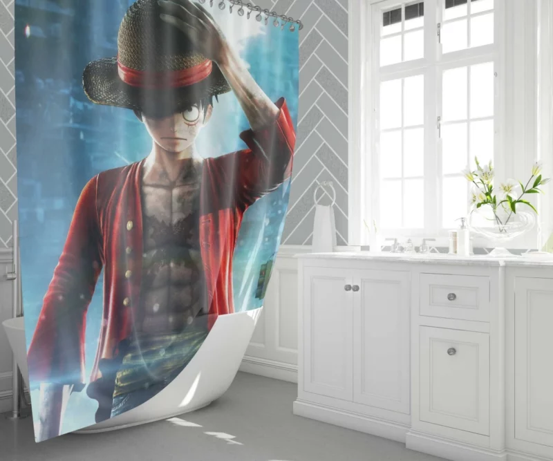 Jump Force Luffy Feat Anime Shower Curtain 1
