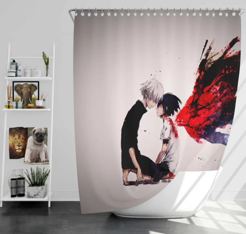 Kaneki and Touka Ghoulish Love Anime Shower Curtain