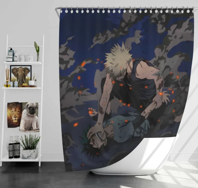 Katsuki Bakugou and Izuku Midoriya Dynamics Anime Shower Curtain