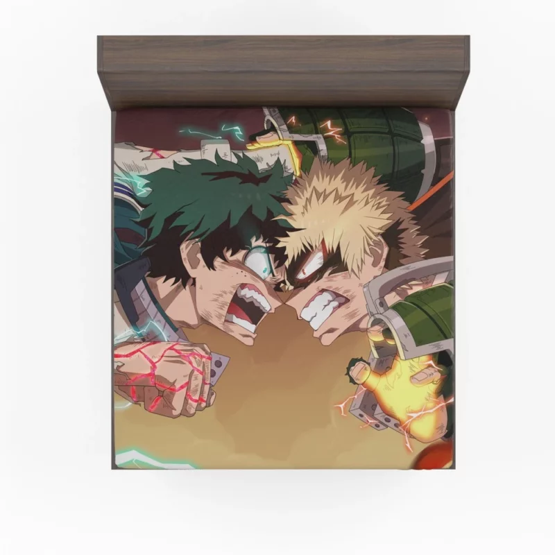 Katsuki Bakugou and Izuku Midoriya Rivalry Anime Fitted Sheet