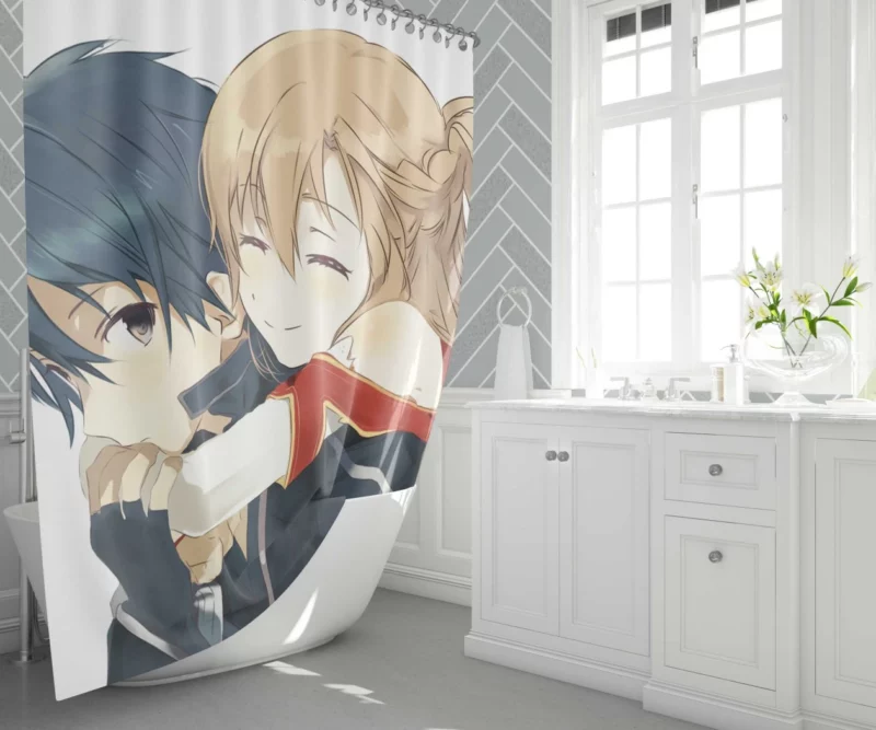 Kazuto Kirigaya and Asuna Yuuki Tale Anime Shower Curtain 1