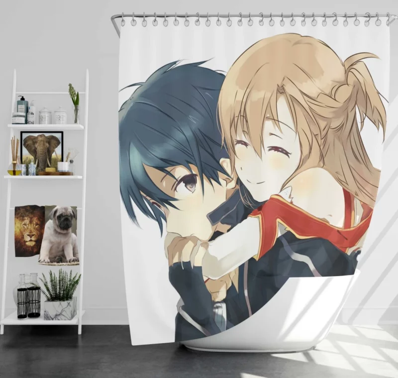 Kazuto Kirigaya and Asuna Yuuki Tale Anime Shower Curtain