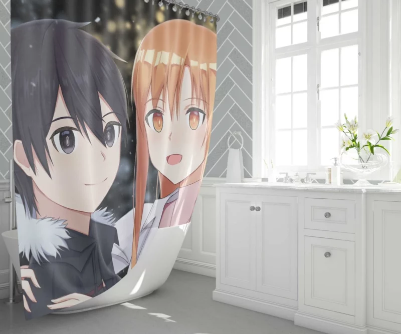 Kirigaya and Asuna Dual Protagonists Anime Shower Curtain 1