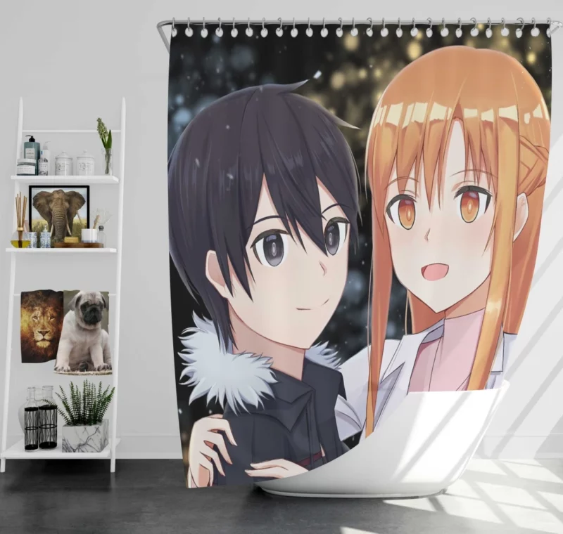 Kirigaya and Asuna Dual Protagonists Anime Shower Curtain