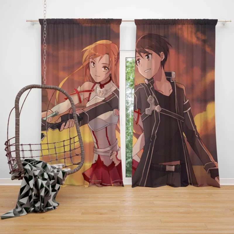 Kirigaya and Asuna Iconic Sword Art Online Duo Anime Curtain