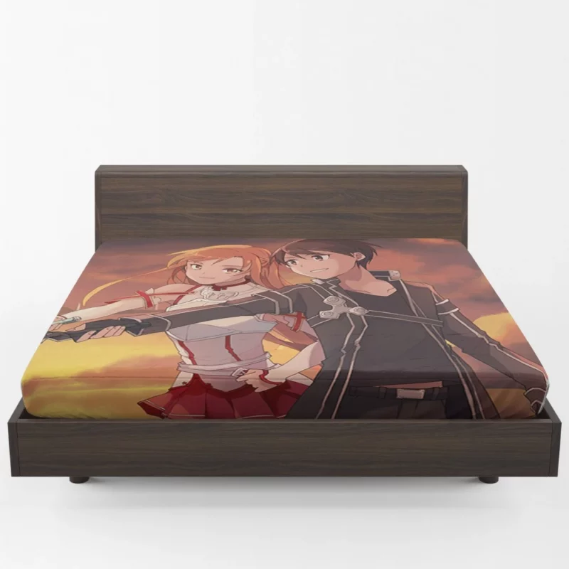 Kirigaya and Asuna Iconic Sword Art Online Duo Anime Fitted Sheet 1