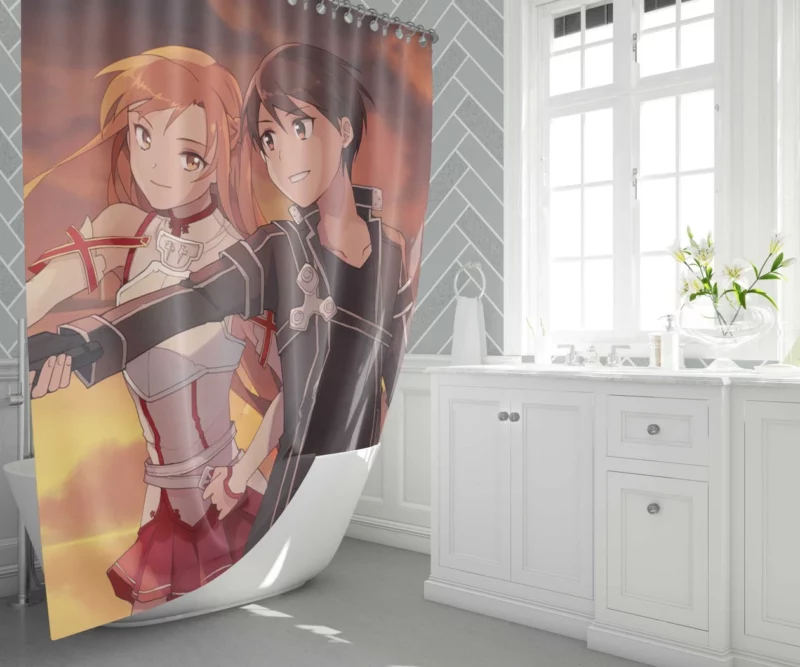 Kirigaya and Asuna Iconic Sword Art Online Duo Anime Shower Curtain 1