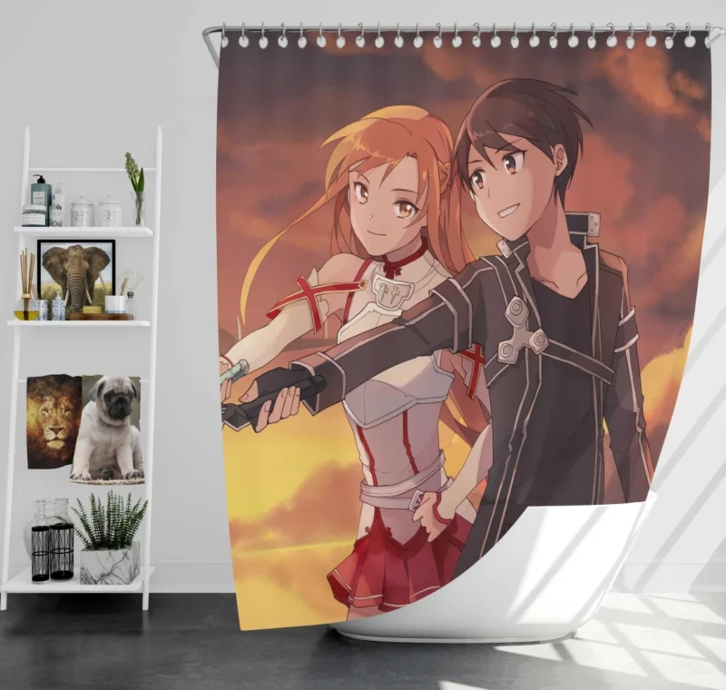 Kirigaya and Asuna Iconic Sword Art Online Duo Anime Shower Curtain