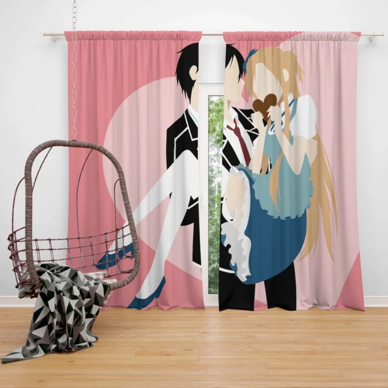 Kirigaya and Asuna Valentine Minimalism Anime Curtain