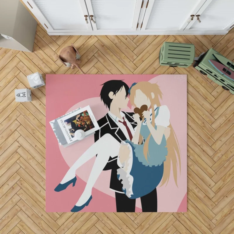 Kirigaya and Asuna Valentine Minimalism Anime Rug