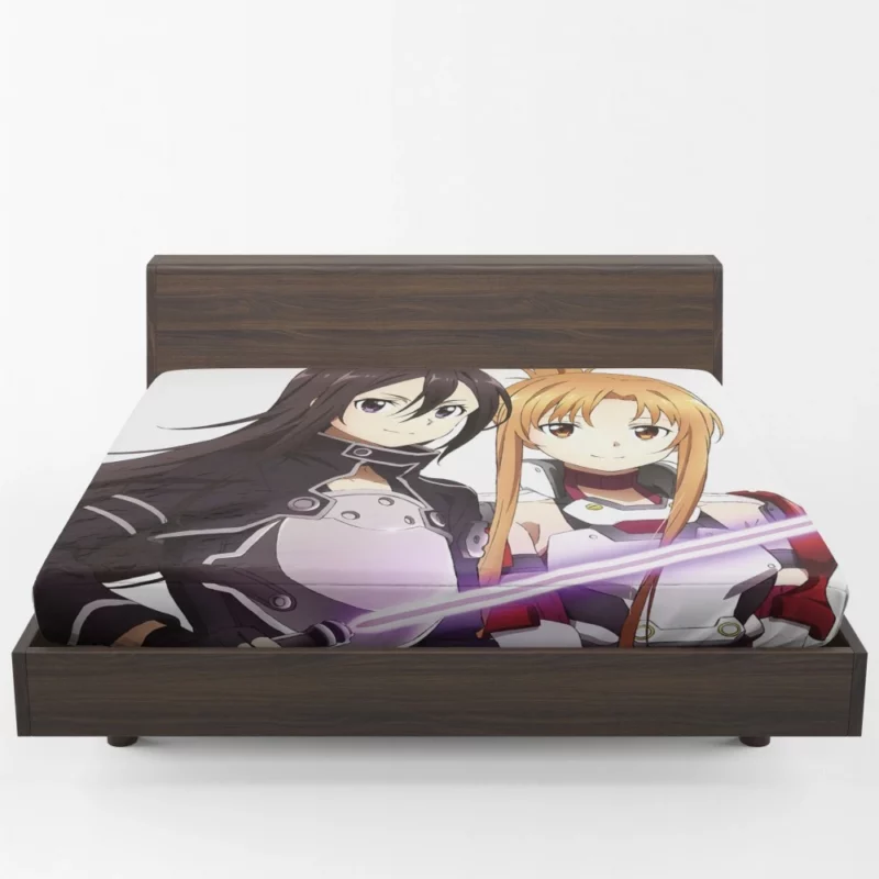 Kirito Asuna and Leafa Uniting Factions Anime Fitted Sheet 1