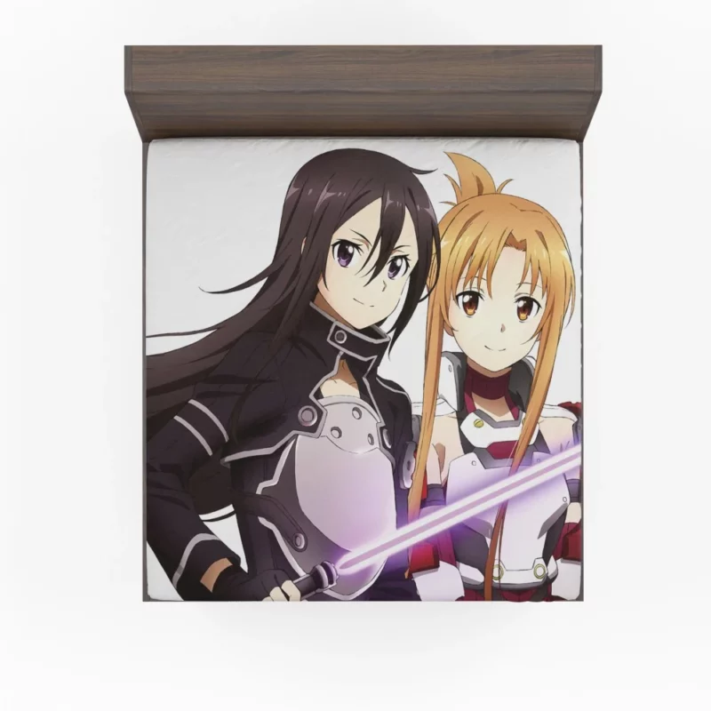 Kirito Asuna and Leafa Uniting Factions Anime Fitted Sheet