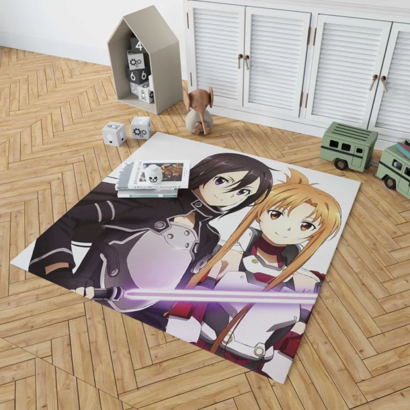 Kirito Asuna and Leafa Uniting Factions Anime Rug 1