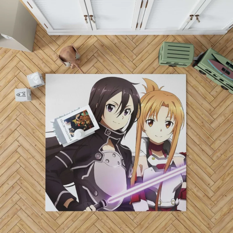 Kirito Asuna and Leafa Uniting Factions Anime Rug