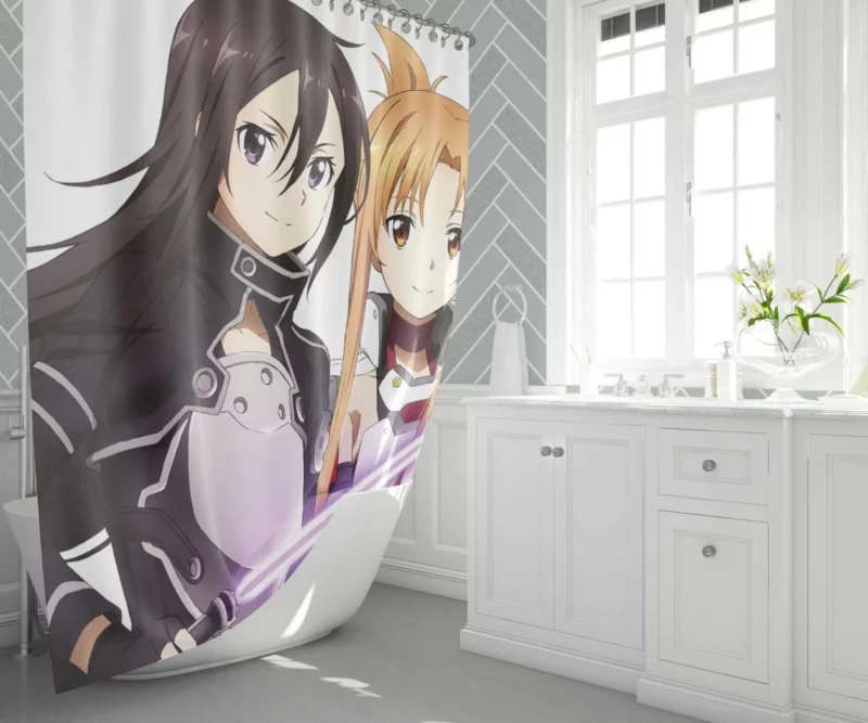 Kirito Asuna and Leafa Uniting Factions Anime Shower Curtain 1