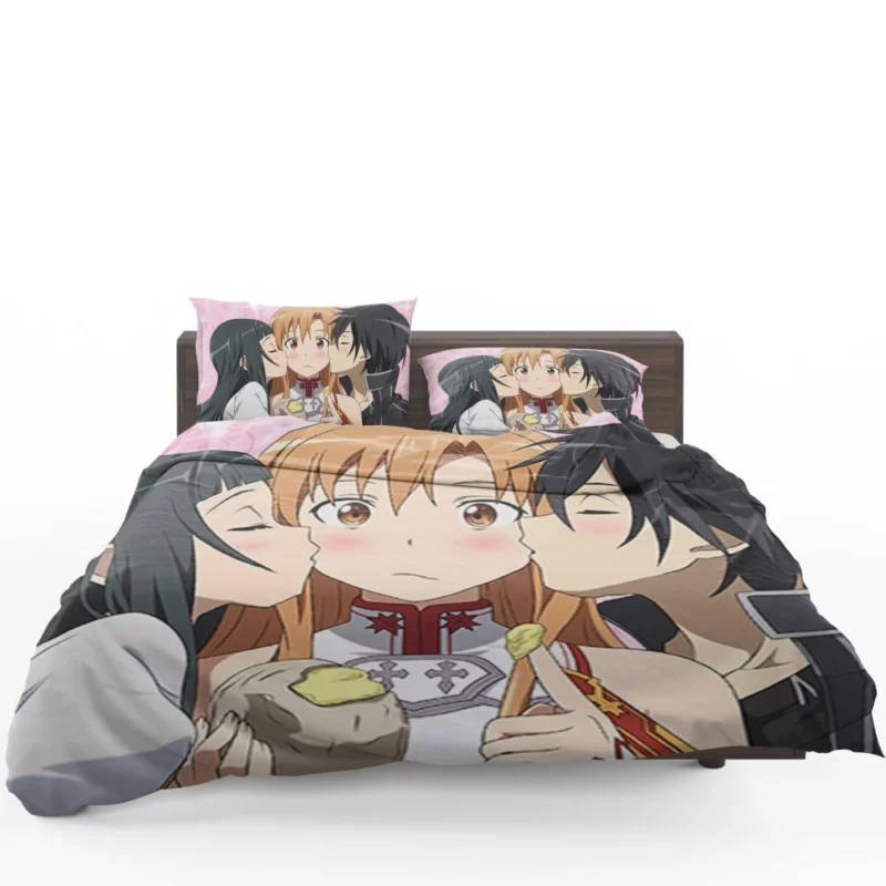 Kirito Asuna and Yui Dynamic Anime Bedding Set