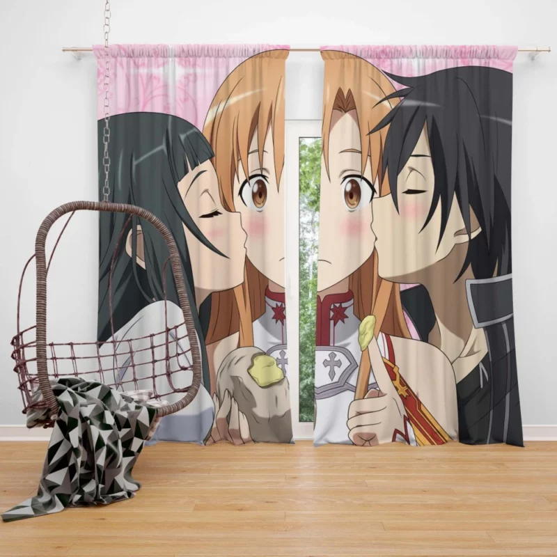 Kirito Asuna and Yui Dynamic Anime Curtain
