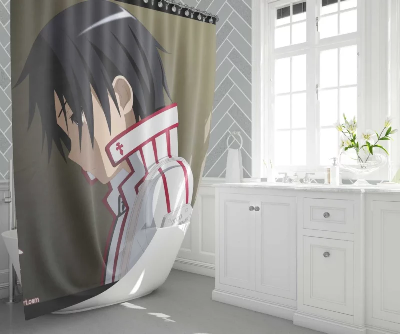 Kirito Feats in Sword Art Anime Shower Curtain 1