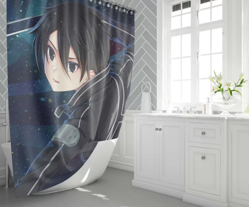 Kirito Impact in Sword Art Online Anime Shower Curtain 1