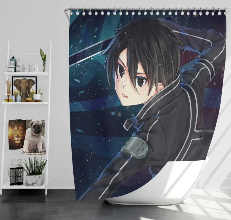 Kirito Impact in Sword Art Online Anime Shower Curtain