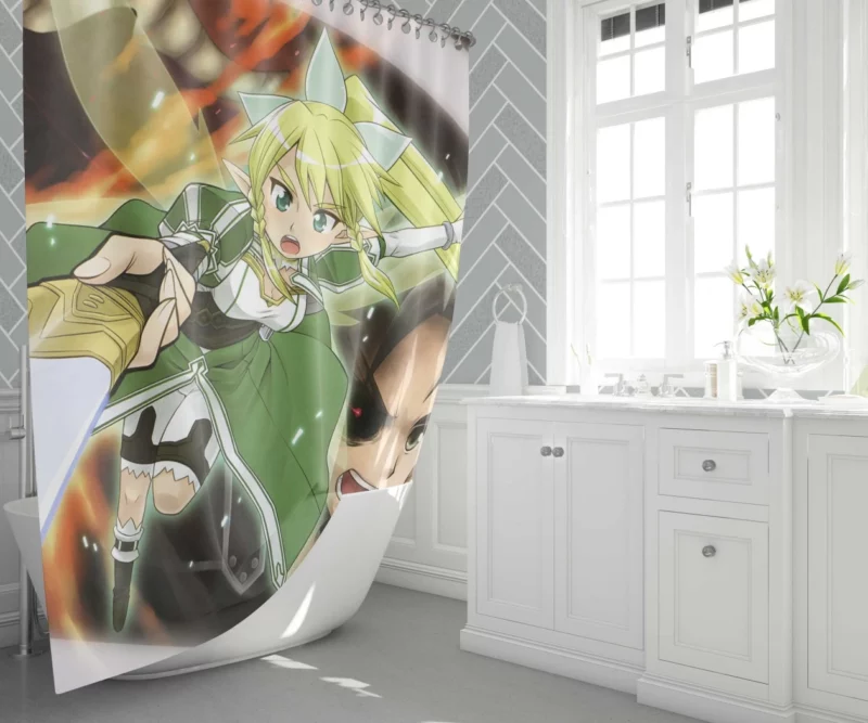 Kirito Leafa and Adventure in ALO Anime Shower Curtain 1