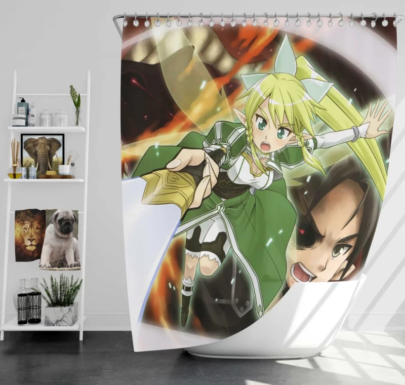 Kirito Leafa and Adventure in ALO Anime Shower Curtain