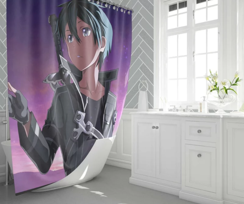 Kirito Quest for Virtual Victory Anime Shower Curtain 1