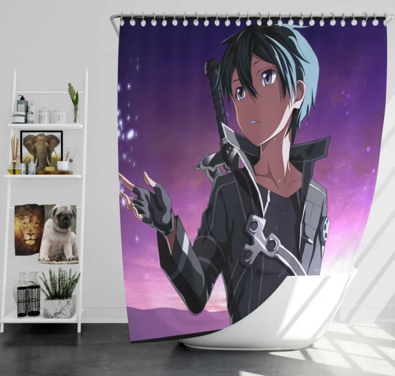 Kirito Quest for Virtual Victory Anime Shower Curtain