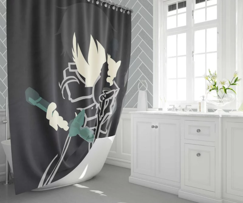 Kirito Role in Virtual Realms Anime Shower Curtain 1